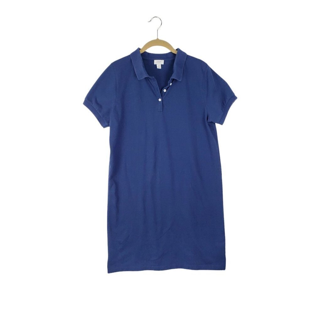 J Crew Factory Polo Shirt Dress Short Sleeve Navy Blue Preppy BH745 Size Medium
